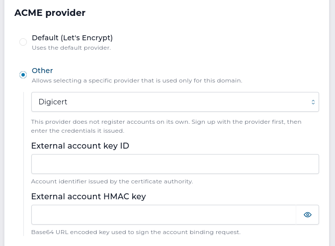 Digicert ACME в DirectAdmin